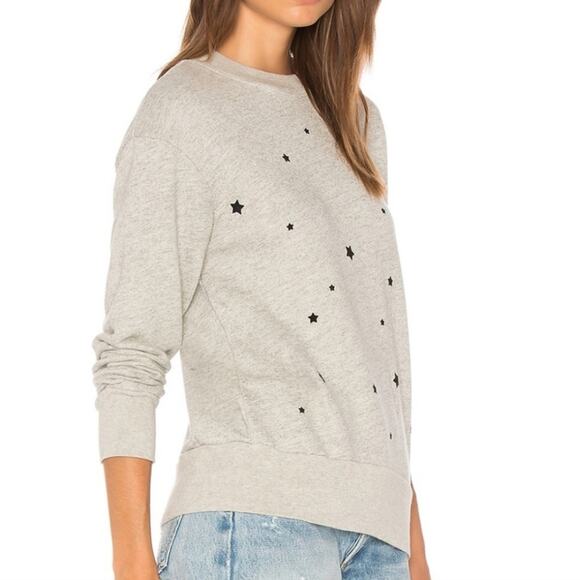 MONROW Cozy Stardust Flocking Star Sweatshirt Gray Athleisure Loungewear Soft  L - Picture 4 of 11